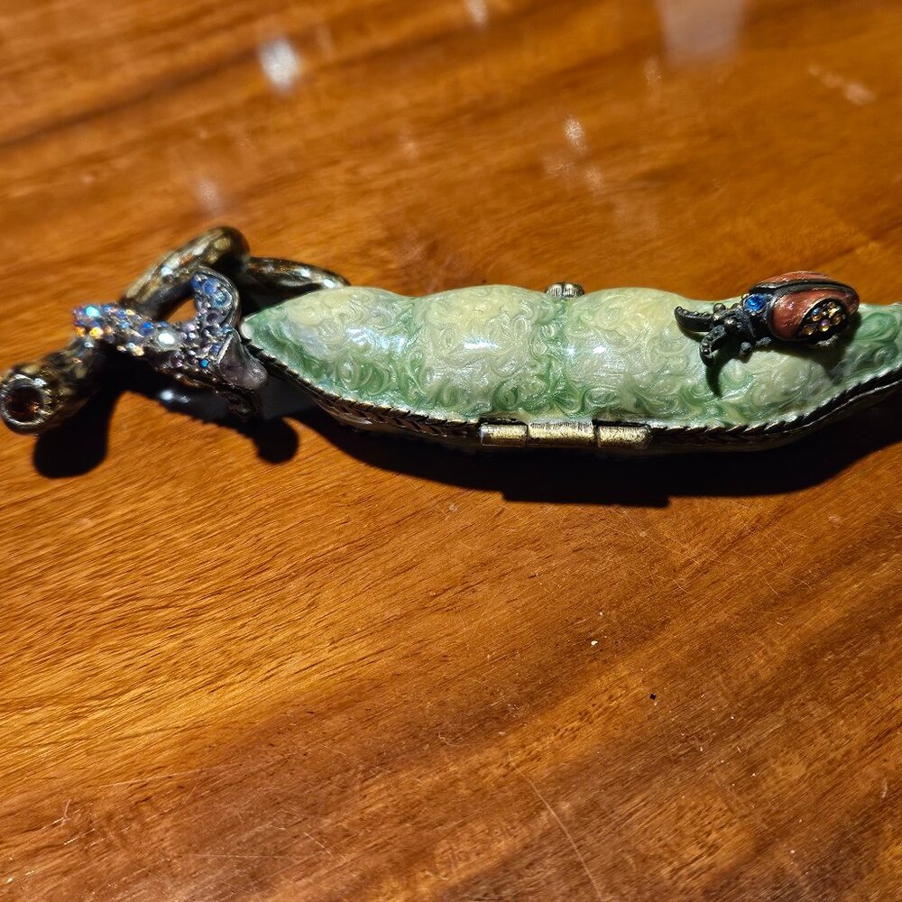 RARE JAY STRONGWATER 2 PEAS IN A POD PROVENCE LADYBUG ENAMEL CRYSTAL TRINKET BOX - Picture 5 of 10